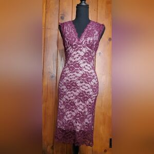 Merlot and Blush Lace Dress- Speachless